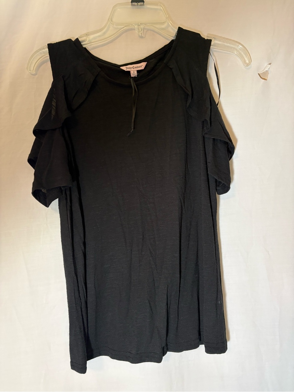 Juicy Couture Black Ruffle Cold-Shoulder Top